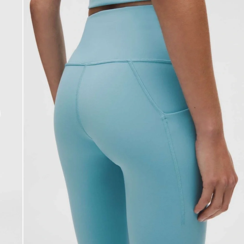 NWT Lululemon Wunder Train High rise tight leggings pockets washed blue 4